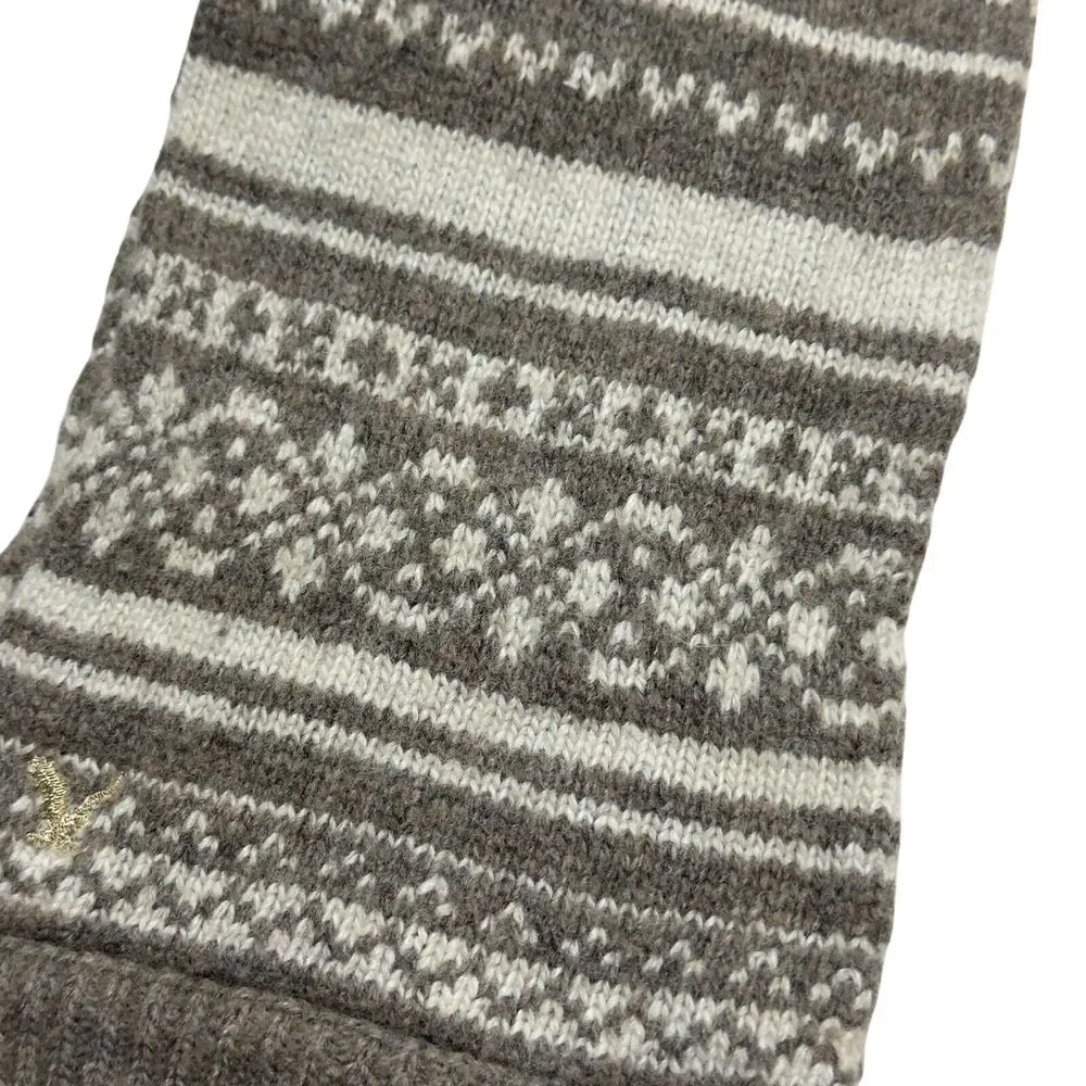 American Eagle Outfitters Scarf Women's Gray Knitted Fair Isle Cashmere Muffler - Picture 3 of 5